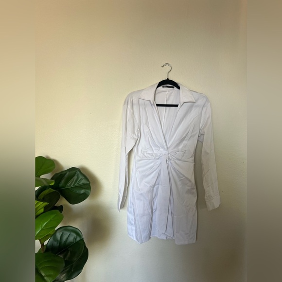 Zara White Collared Mini Dress - Picture 2 of 5
